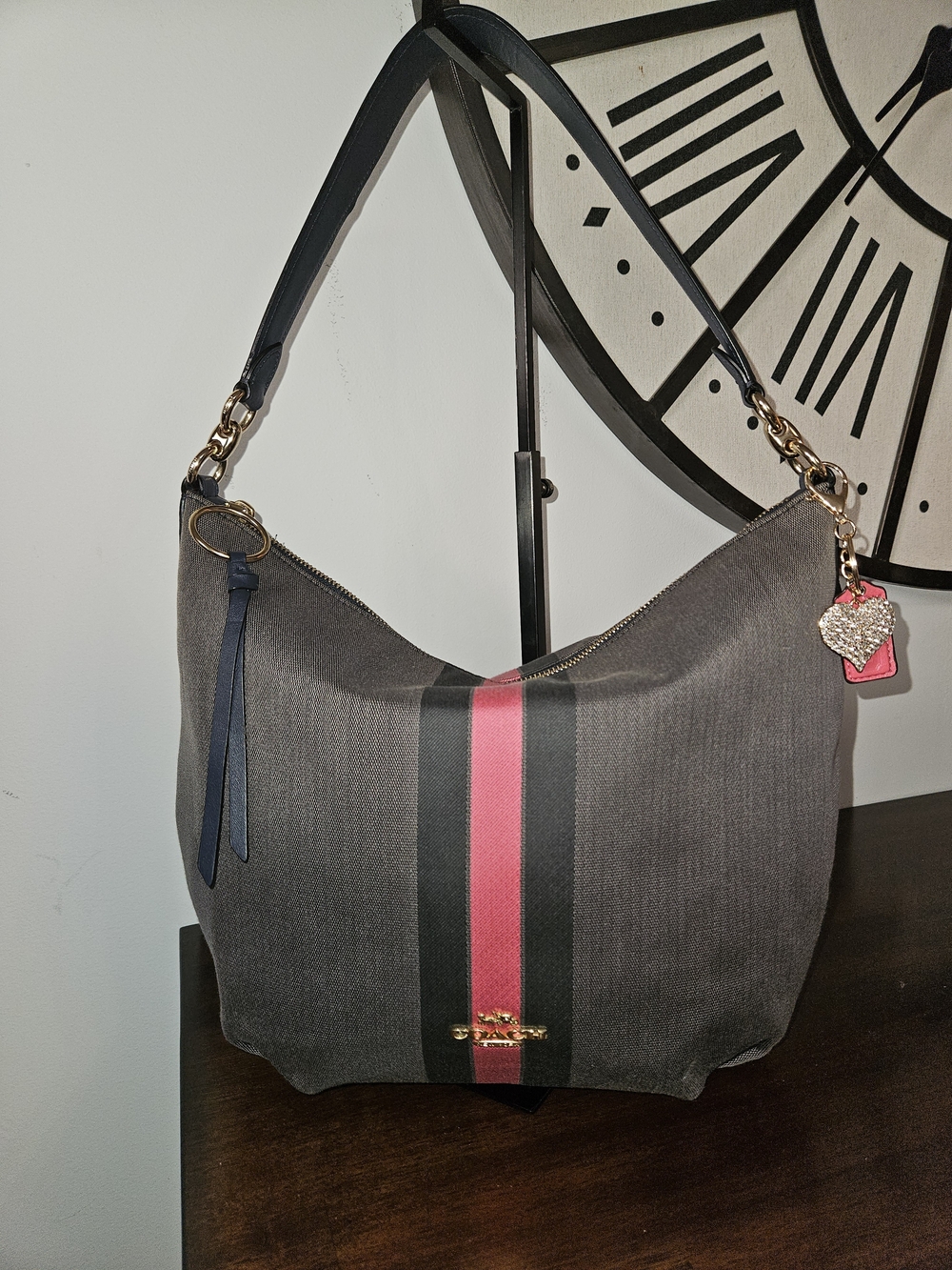 Coach Skylar Hobo Bag with Pink Accent